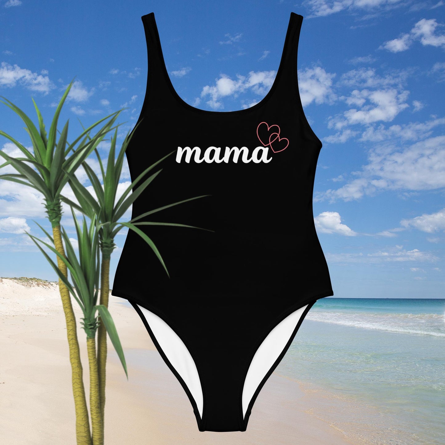 "mama" pink hearts - One-Piece Swimsuit