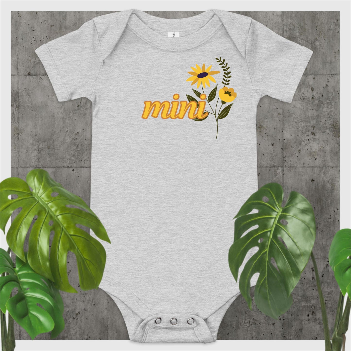 "mini" yellow flowers - Baby short sleeve one piece