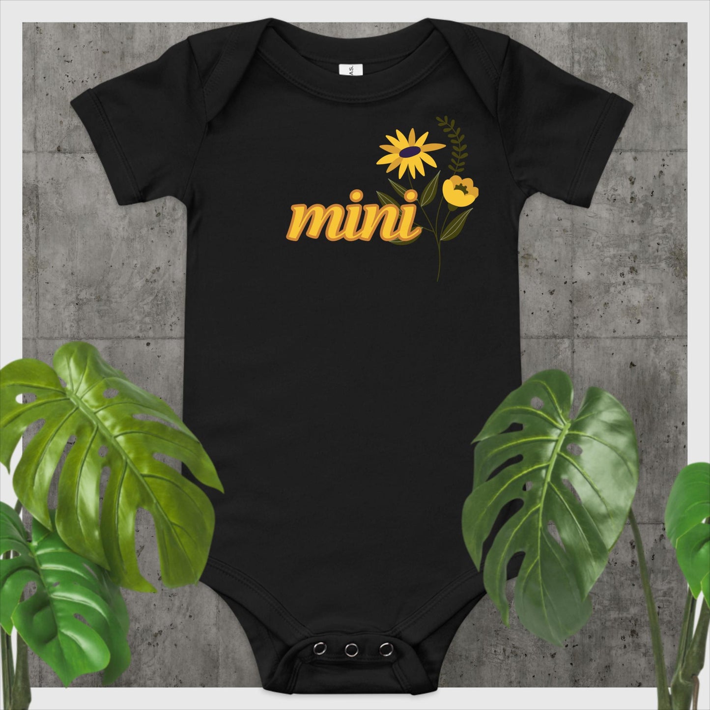 "mini" yellow flowers - Baby short sleeve one piece