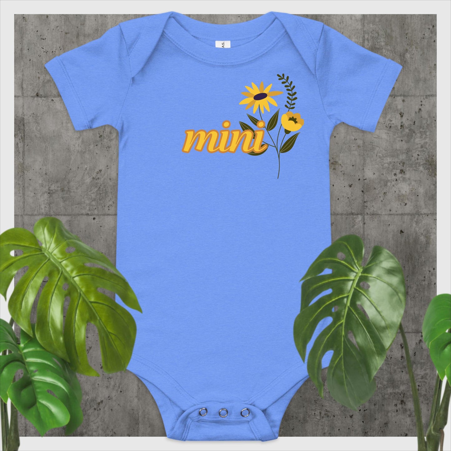 "mini" yellow flowers - Baby short sleeve one piece