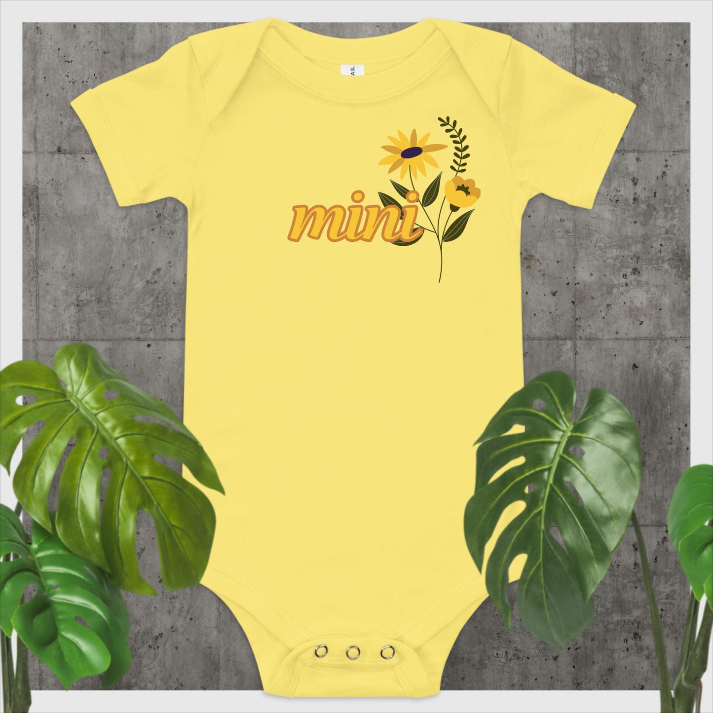 "mini" yellow flowers - Baby short sleeve one piece