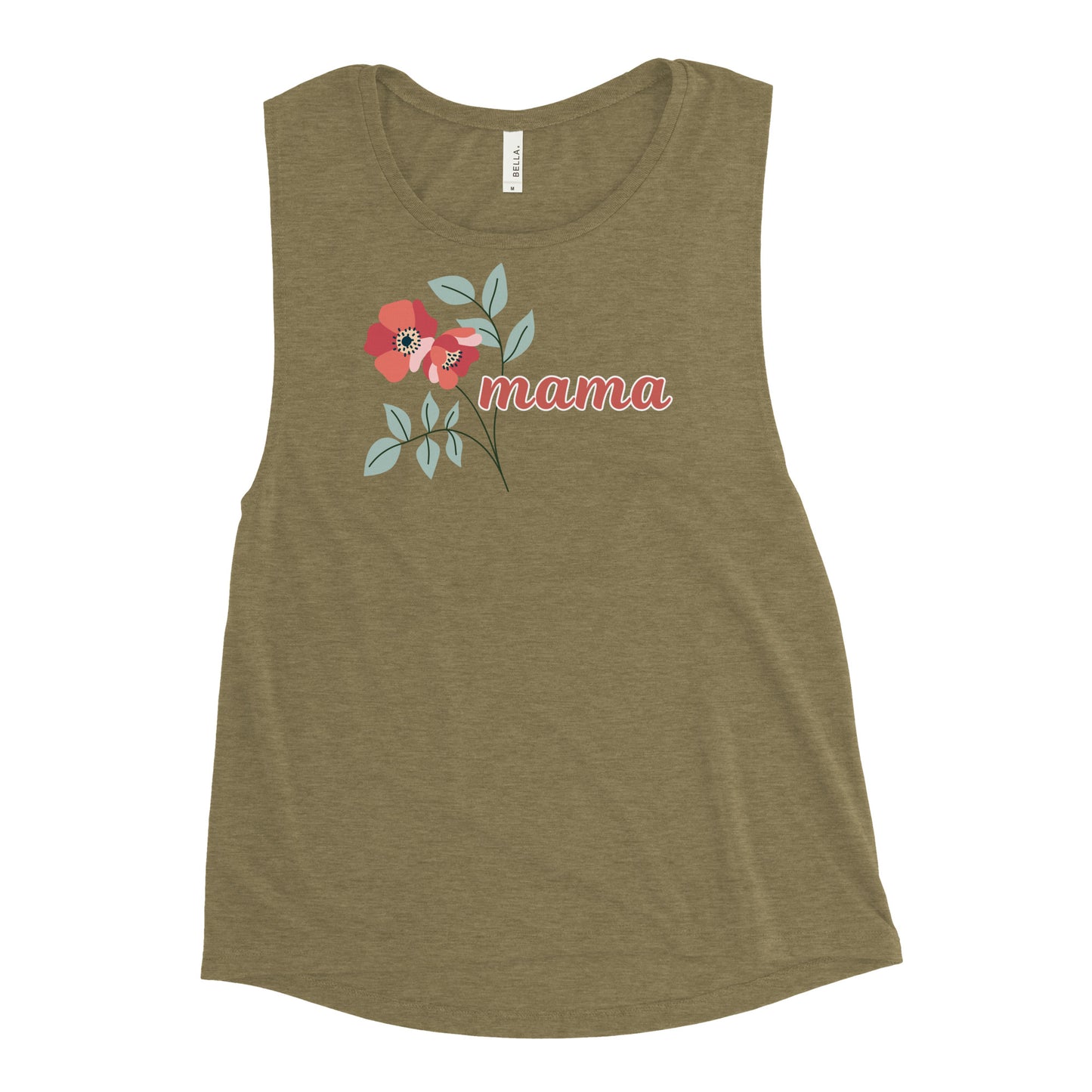 'mama' pink flowers - Ladies’ Muscle Tank