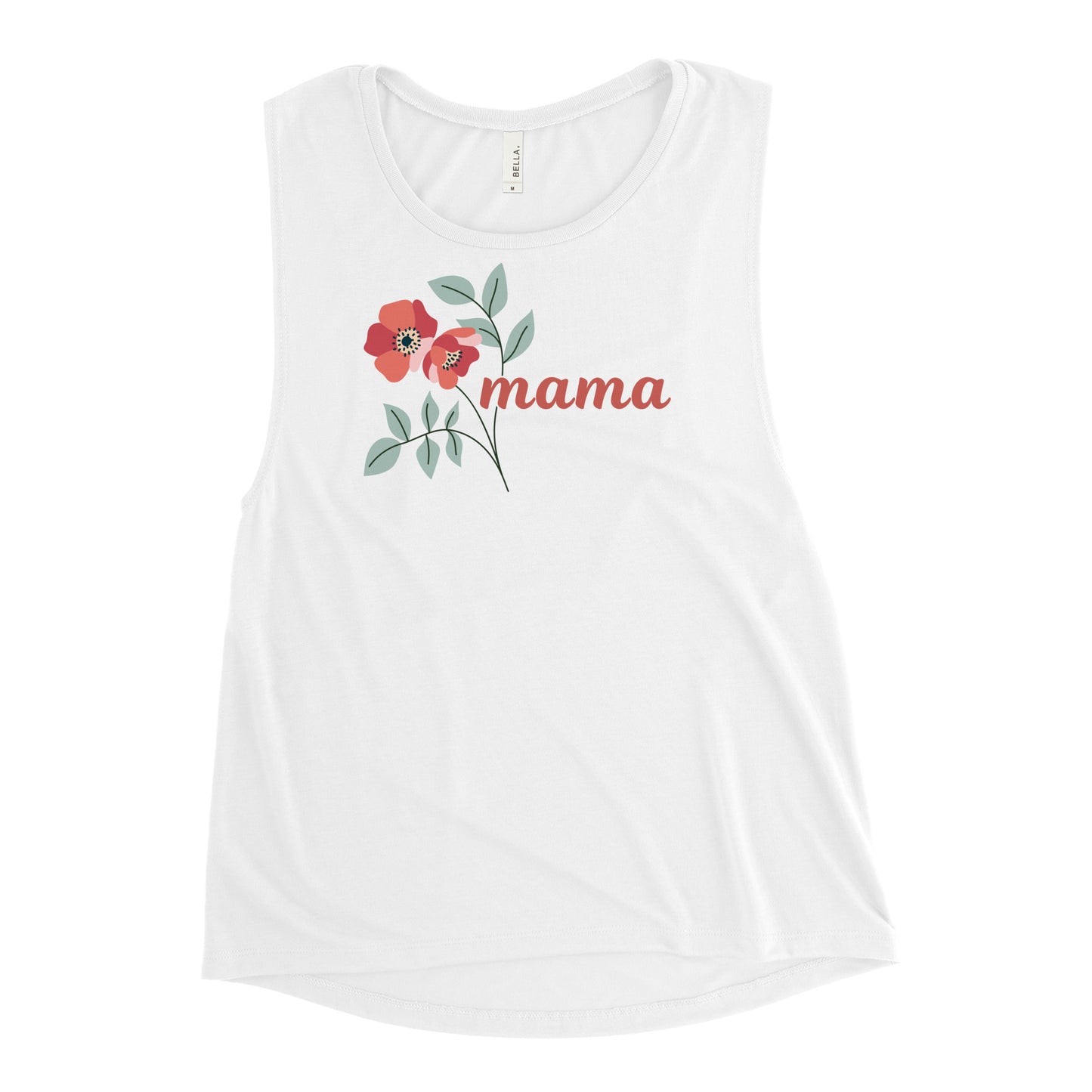 'mama' pink flowers - Ladies’ Muscle Tank